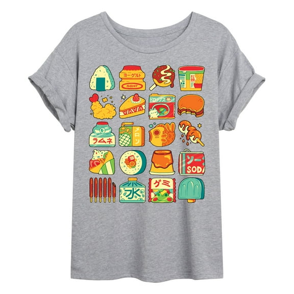Instant Message - Japanese Snacks - Juniors Oversized Graphic T-Shirt