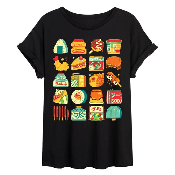Instant Message - Japanese Snacks - Juniors Oversized Graphic T-Shirt