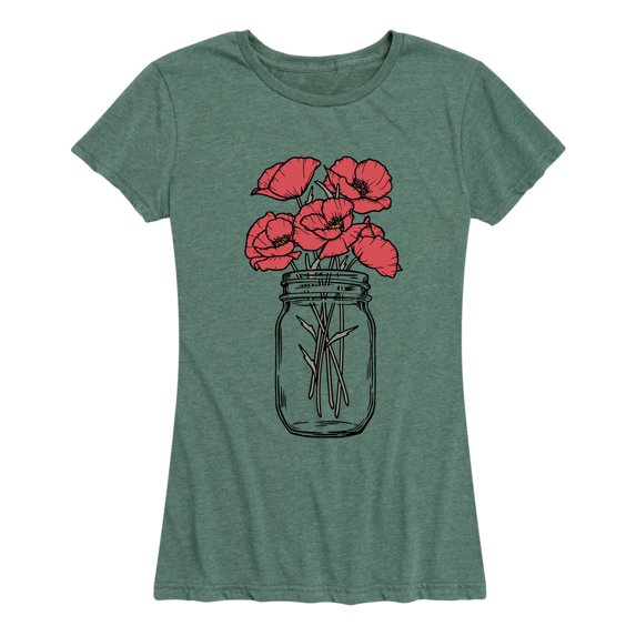 Instant Message - Jar With Poppies Short Sleeve Graphic T-Shirt