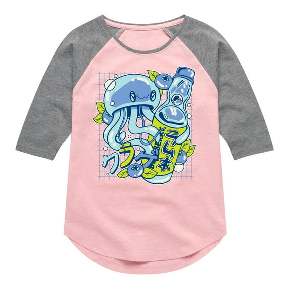 Instant Message - Jellyfish Ramune - Toddler & Youth Girls Raglan Graphic T-Shirt
