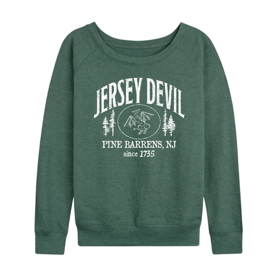 Instant Message - Jersey Devil Lightweight French Terry Wide Neck Long Sleeve Graphic Shirt