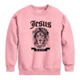 thumbnail image 1 of Instant Message - Jesus Is King Lion - Toddler & Youth Crewneck Fleece Sweatshirt, 1 of 5