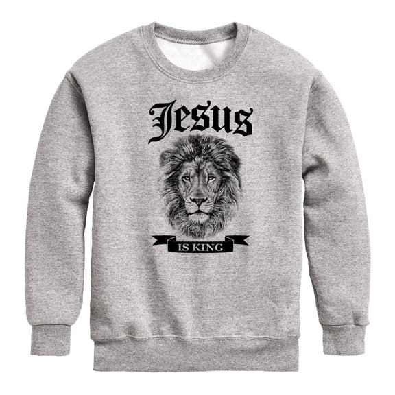 Instant Message - Jesus Is King Lion - Toddler & Youth Crewneck Fleece Sweatshirt