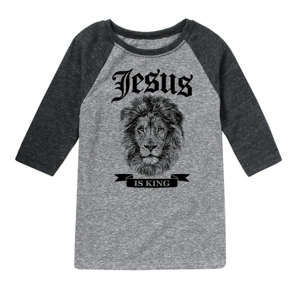 Instant Message - Jesus Is King Lion - Toddler & Youth Raglan Graphic T-Shirt