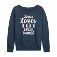thumbnail image 1 of Instant Message - Jesus Loves Every Bunny - Women's Lightweight French Terry Long Sleeve Shirt, 1 of 6