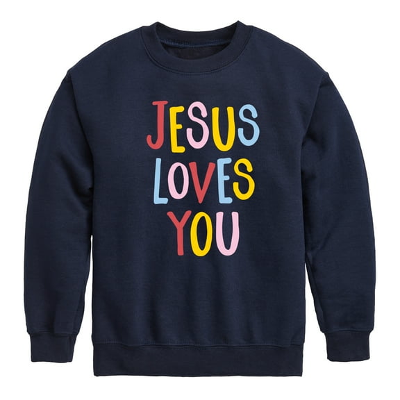 Instant Message - Jesus Loves You - Toddler & Youth Crewneck Fleece Sweatshirt