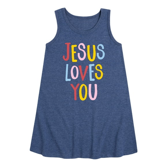 Instant Message - Jesus Loves You - Toddler & Youth Girls A-line Dress