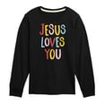 thumbnail image 1 of Instant Message - Jesus Loves You - Toddler & Youth Long Sleeve Graphic T-Shirt, 1 of 6