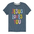 thumbnail image 1 of Instant Message - Jesus Loves You - Toddler & Youth Short Sleeve Graphic T-Shirt, 1 of 6