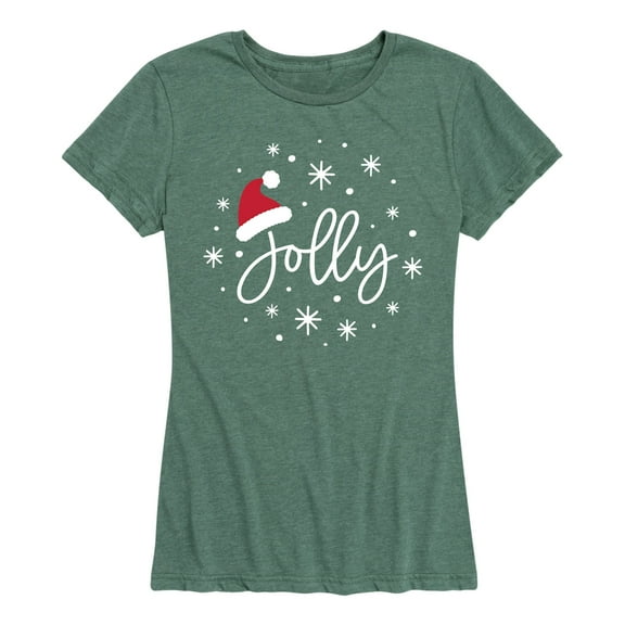 Instant Message - Jolly With Santa Hat - Women's Short Sleeve Graphic T-Shirt