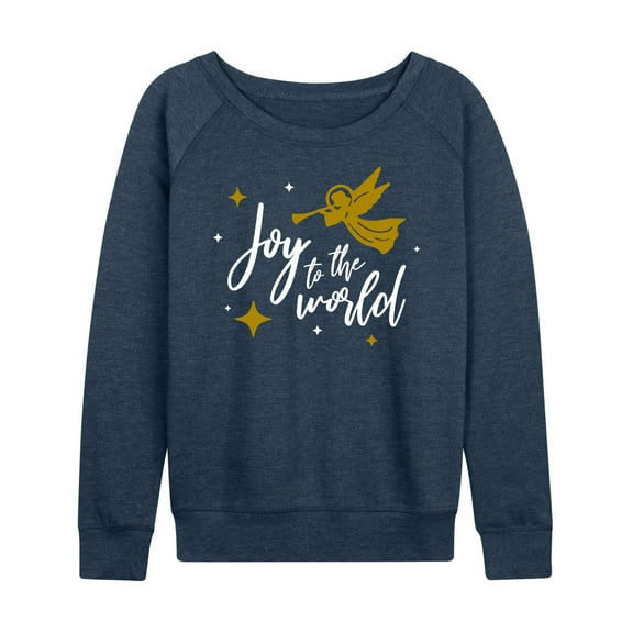 Instant Message - Joy To The World Angel Christmas - Women's Lightweight French Terry Long Sleeve Shirt
