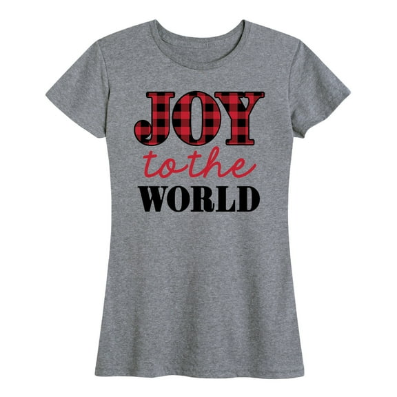 Instant Message - Joy To The World Plaid - Women's Short Sleeve Graphic T-Shirt