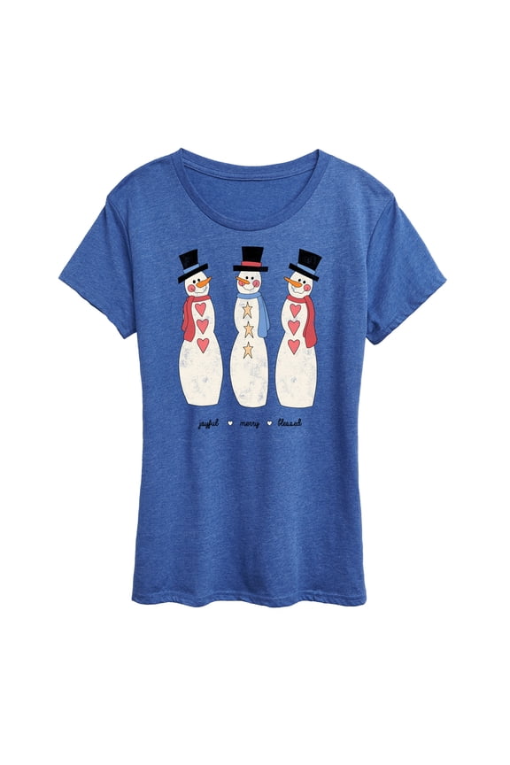 - Joyful Merry Blessed Christmas Snowmen - Women's Short Sleeve Graphic T-Shirt