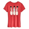 thumbnail image 1 of Instant Message - Joyful Merry Blessed Christmas Snowmen - Women's Short Sleeve Graphic T-Shirt, 1 of 6
