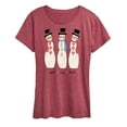 thumbnail image 1 of Instant Message - Joyful Merry Blessed Christmas Snowmen - Women's Short Sleeve Graphic T-Shirt, 1 of 6