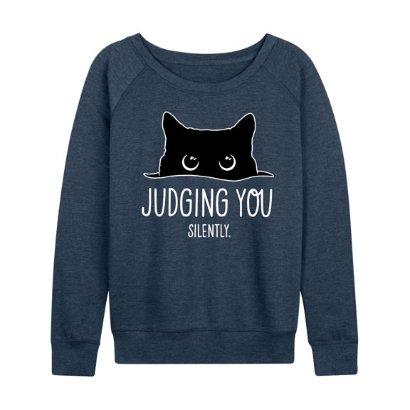 Instant Message - Judging Silently White Ink - Women's Lightweight French Terry Long Sleeve Shirt