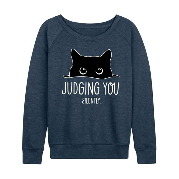 Instant Message - Judging Silently White Ink - Women's Lightweight French Terry Long Sleeve Shirt