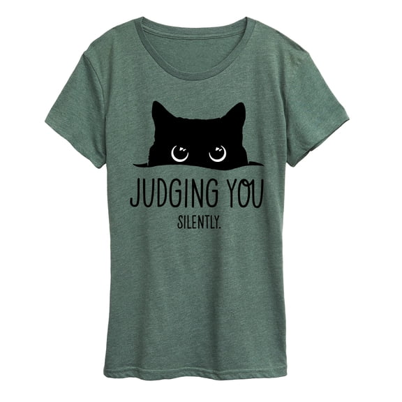 Instant Message - Judging You Silently Cat - Women's Short Sleeve Graphic T-Shirt