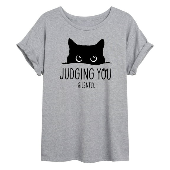 Instant Message - Judging You Silently Cat - Womens Oversized T-shirt