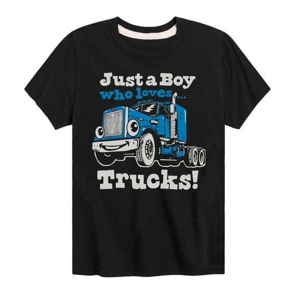 Instant Message - Just A Boy Who Loves Trucks - Toddler & Youth Short Sleeve Graphic T-Shirt