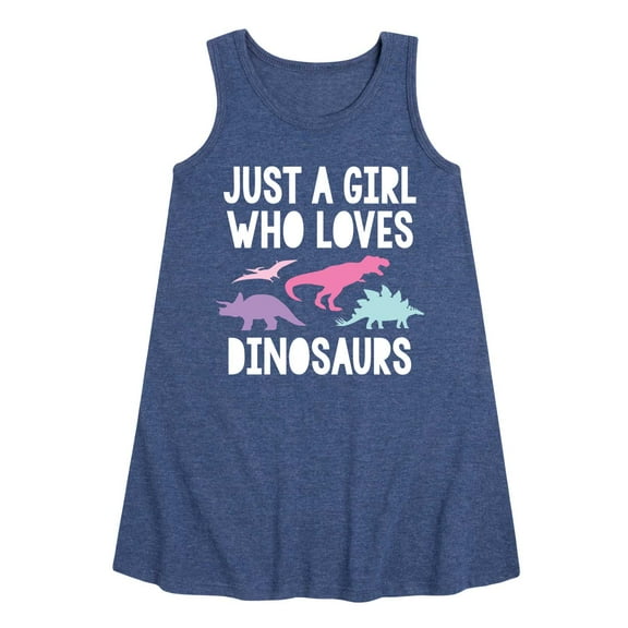 Instant Message - Just A Girl Who Loves Dinosaurs - Toddler And Youth Girl's Girls A-line Dress