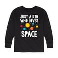 thumbnail image 1 of Instant Message - Just A Kid Who Loves Space - Toddler And Youth Long Sleeve Graphic T-Shirt, 1 of 6