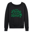 thumbnail image 1 of Instant Message - Just Lucky To Be Here - Women's Lightweight French Terry Long Sleeve Shirt, 1 of 6