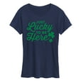 thumbnail image 1 of Instant Message - Just Lucky To Be Here - Women's Short Sleeve Graphic T-Shirt, 1 of 6