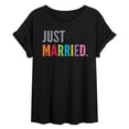 thumbnail image 1 of Instant Message - Just Married, Rainbow - Juniors Oversized Graphic T-Shirt, 1 of 5