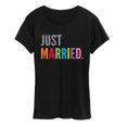 thumbnail image 1 of Instant Message - Just Married, Rainbow - Women's Short Sleeve Graphic T-Shirt, 1 of 5