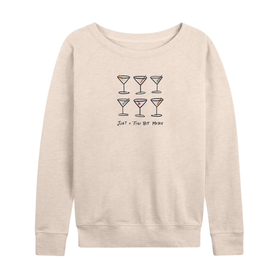Instant Message - Just Tini Bit More Women's Lightweight French Terry Wide Neck Long Sleeve Graphic Shirt