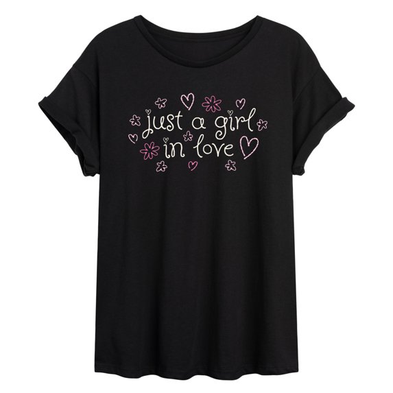 Instant Message - Just a Girl in Love Oversized Graphic T-Shirt