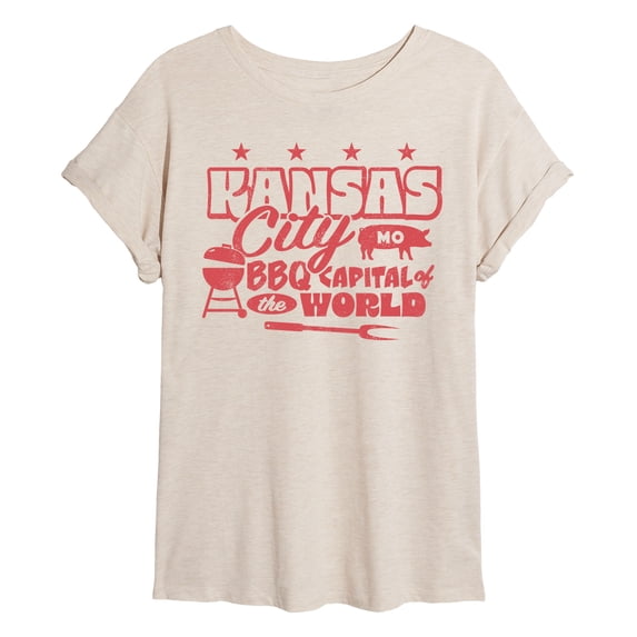 Instant Message - Kansas City MO BBQ - Women's Oversized Graphic T-Shirt