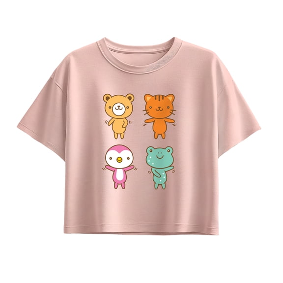 Instant Message - Kawaii Animals - Youth Girls Boxy T-Shirt