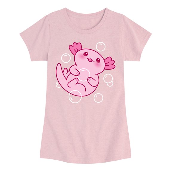 Instant Message - Kawaii Axolotl - Youth Girls Fitted Short Sleeve T-Shirt