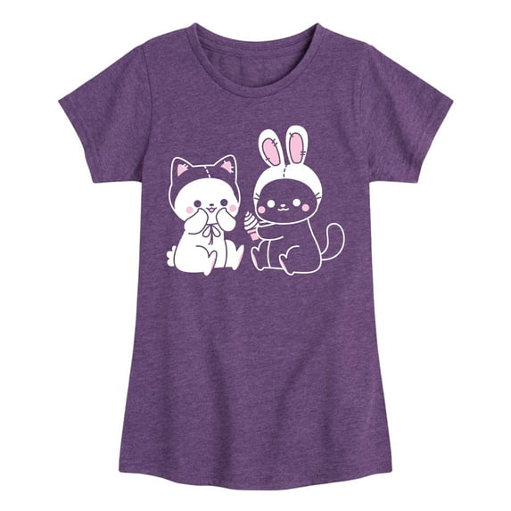 Instant Message - Kawaii - Bunny's Cat & Cat's Bunny Costumes - Toddler & Youth Girls Short Sleeve T-Shirt