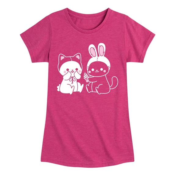 Instant Message - Kawaii - Bunny's Cat & Cat's Bunny Costumes - Toddler & Youth Girls Short Sleeve T-Shirt