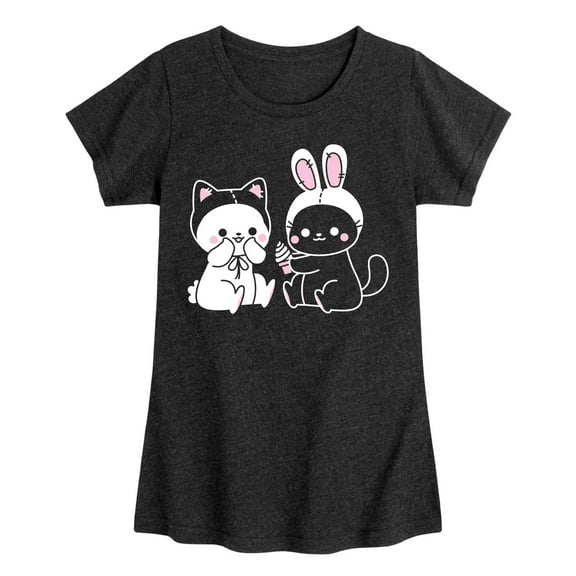 Instant Message - Kawaii - Bunny's Cat & Cat's Bunny Costumes - Toddler & Youth Girls Short Sleeve T-Shirt