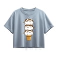 thumbnail image 1 of Instant Message - Kawaii Cat Ice Cream Cone Short Sleeve Boxy Graphic T-Shirt, 1 of 5