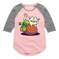 thumbnail image 1 of Instant Message - Kawaii - Cats Love Strawberries - Toddler & Youth Girls Raglan Graphic T-Shirt, 1 of 6