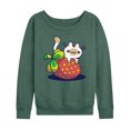 thumbnail image 1 of Instant Message - Kawaii - Cats Love Strawberries - Women's Lightweight French Terry Long Sleeve Shirt, 1 of 6