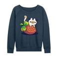 thumbnail image 1 of Instant Message - Kawaii - Cats Love Strawberries - Women's Lightweight French Terry Long Sleeve Shirt, 1 of 6