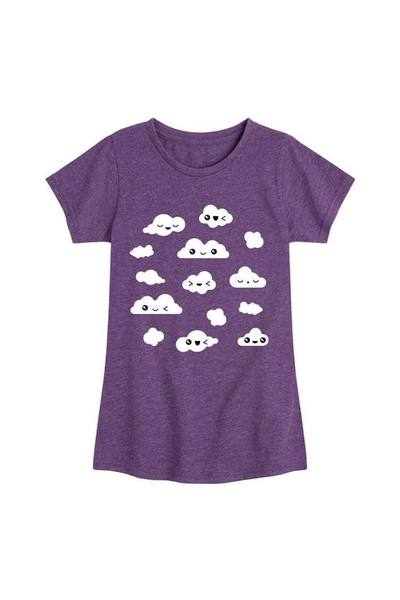- Kawaii Clouds - Youth Girls Fitted Short Sleeve T-Shirt