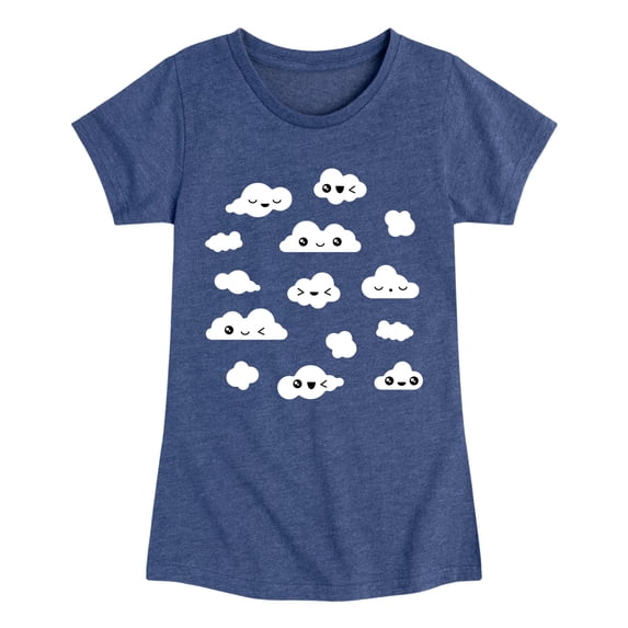 Instant Message - Kawaii Clouds Fitted Short Sleeve Graphic T-Shirt
