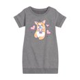 thumbnail image 1 of Instant Message - Kawaii - Corgis Love Boba Tea - Toddler & Youth Girls Fleece Dress, 1 of 6