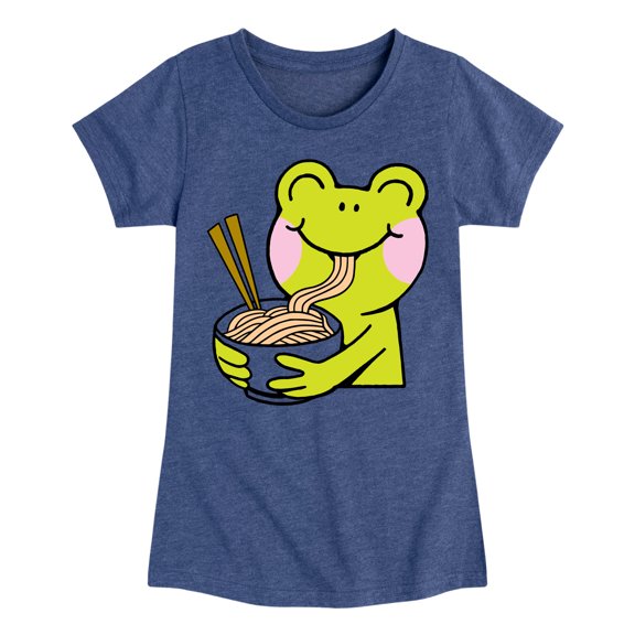 Instant Message - Kawaii - Frogs Love Ramen Noodles - Toddler & Youth Girls Short Sleeve T-Shirt