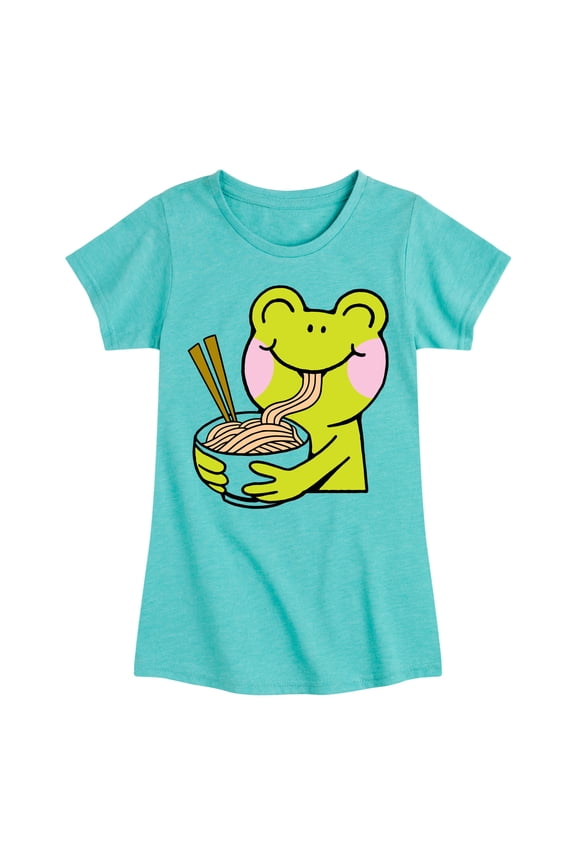 - Kawaii - Frogs Love Ramen Noodles - Toddler & Youth Girls Short Sleeve T-Shirt