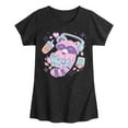 thumbnail image 1 of Instant Message - Kawaii Racoon Gamer - Girls Fitted Short Sleeve Graphic T-Shirt, 1 of 6