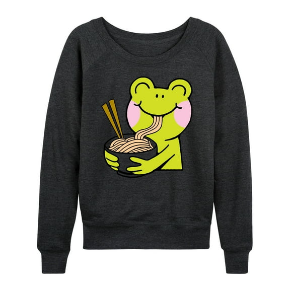Instant Message - Kawaii - Ramen Noodles For Frog - Women's Lightweight French Terry Long Sleeve Shirt