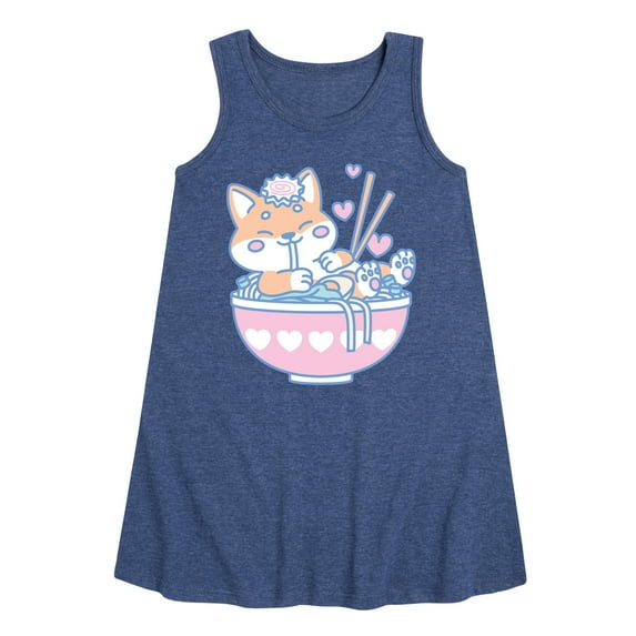 Instant Message - Kawaii Ramen Shiba Inu - Toddler & Youth Girls A-line Dress
